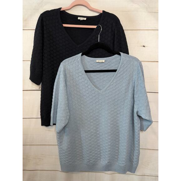 Lot of Two Ella Moss Size XXL Sweaters - Navy & Light Blue Solid Color Classic - Picture 1 of 9